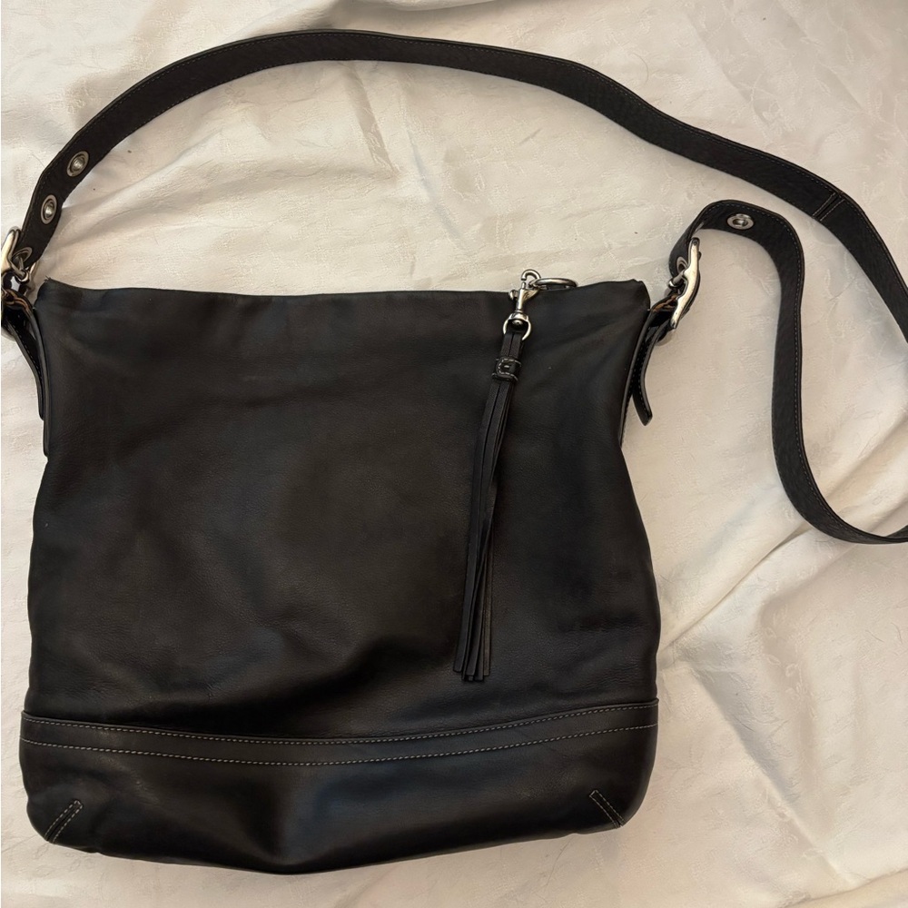 Coach black satchel/ crossbody bag silver hardware